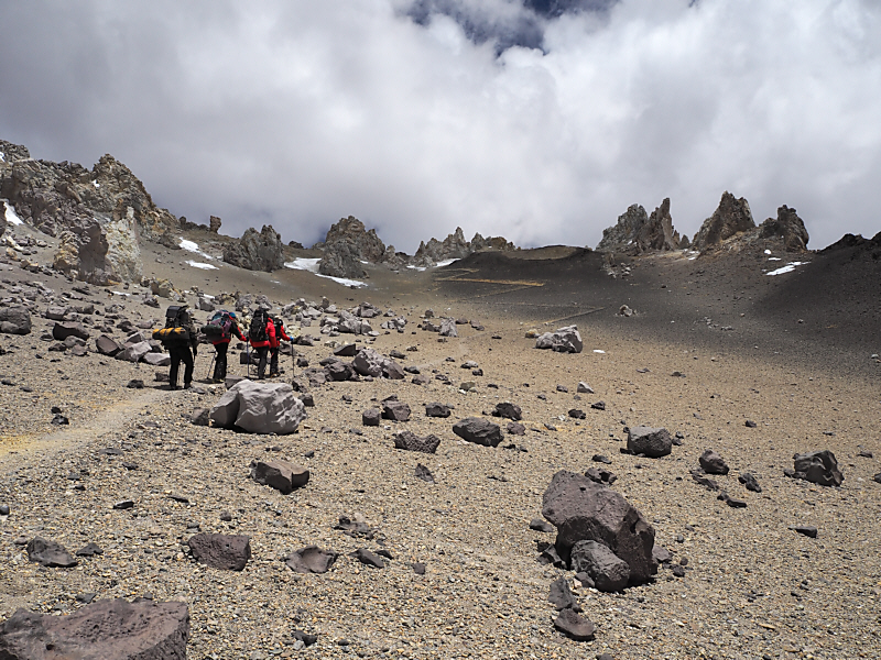 Approaching the white needles of Camp Colera
