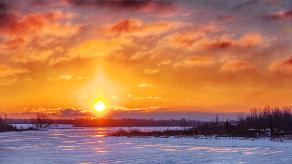 Rideau Canal Sunrise Solar Pillar 20140316