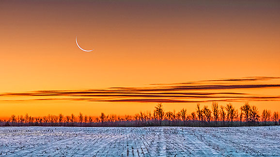 Waning Crescent Moon At Dawn 20141220
