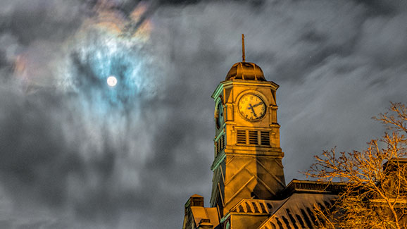 Moon Beside The Clock Tower 20150105