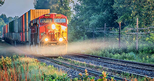 Freight Train In Wisp Of Mist P1090300-2