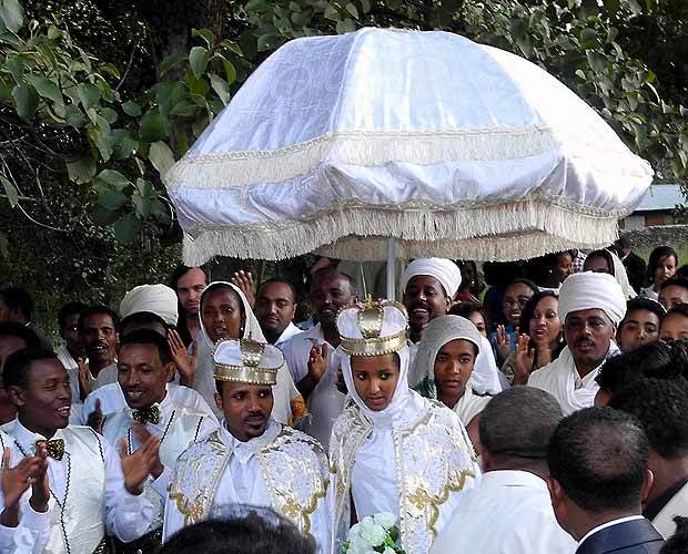 An Amharic orthodox Christian wedding in Gondar.  Ethiopia.