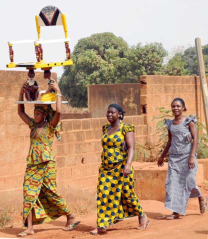 Korhogo. Ceremonial chair, later carried behind the initiate during  Poro ceremony