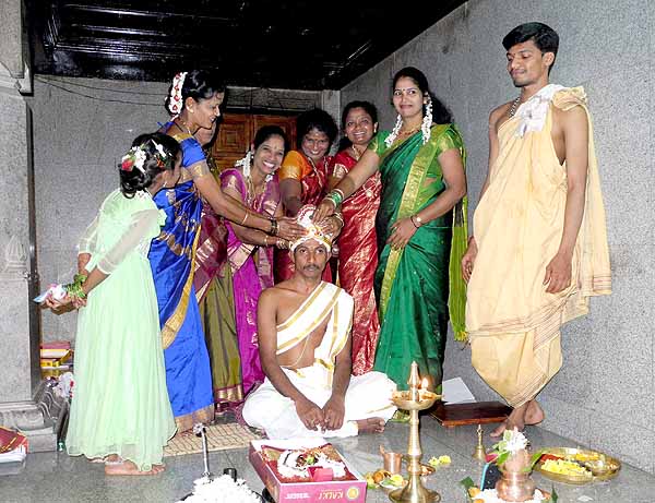 Ceremony for the bridegroom before the wedding;  Karnataka, India