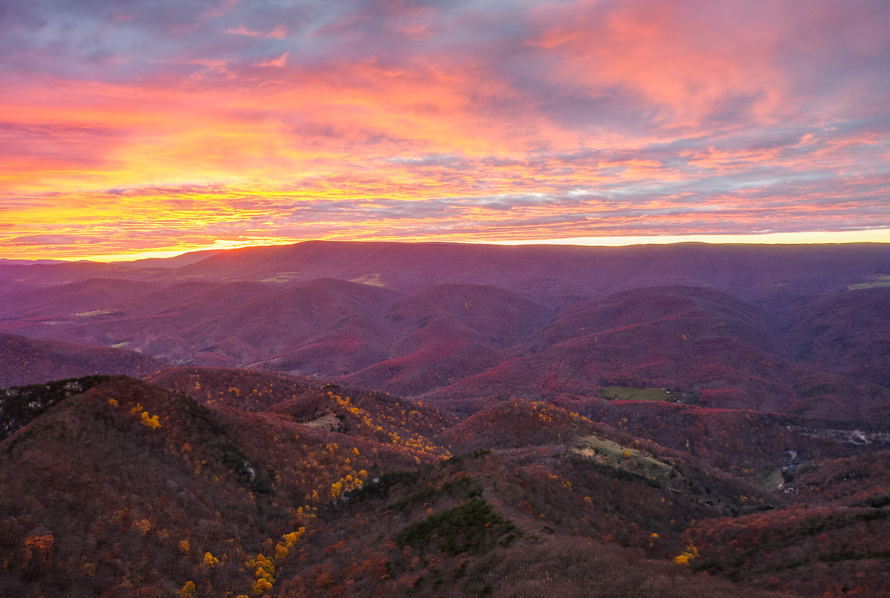 sunset over the allegheny front