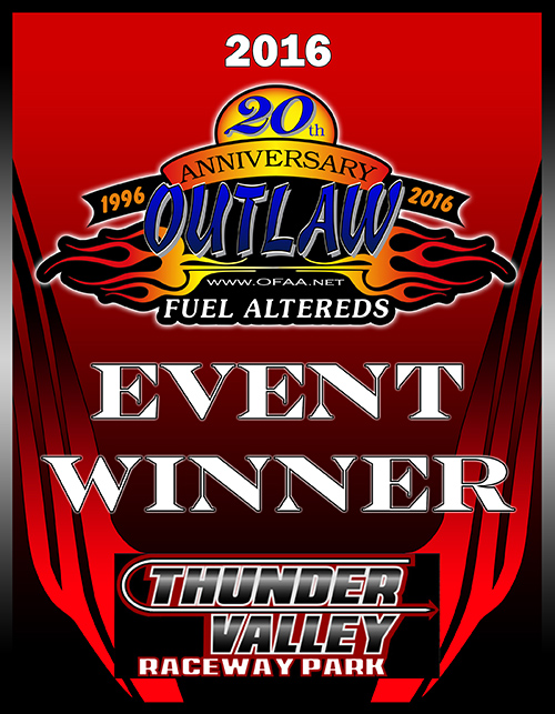 2016 Outlaw Fuel Altered Event Winner Plaque