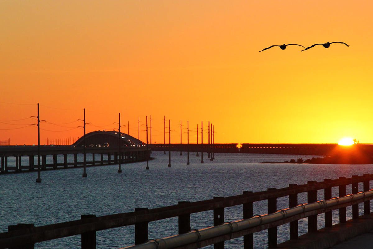 Sunset on New and Old Seven Mile Bridge