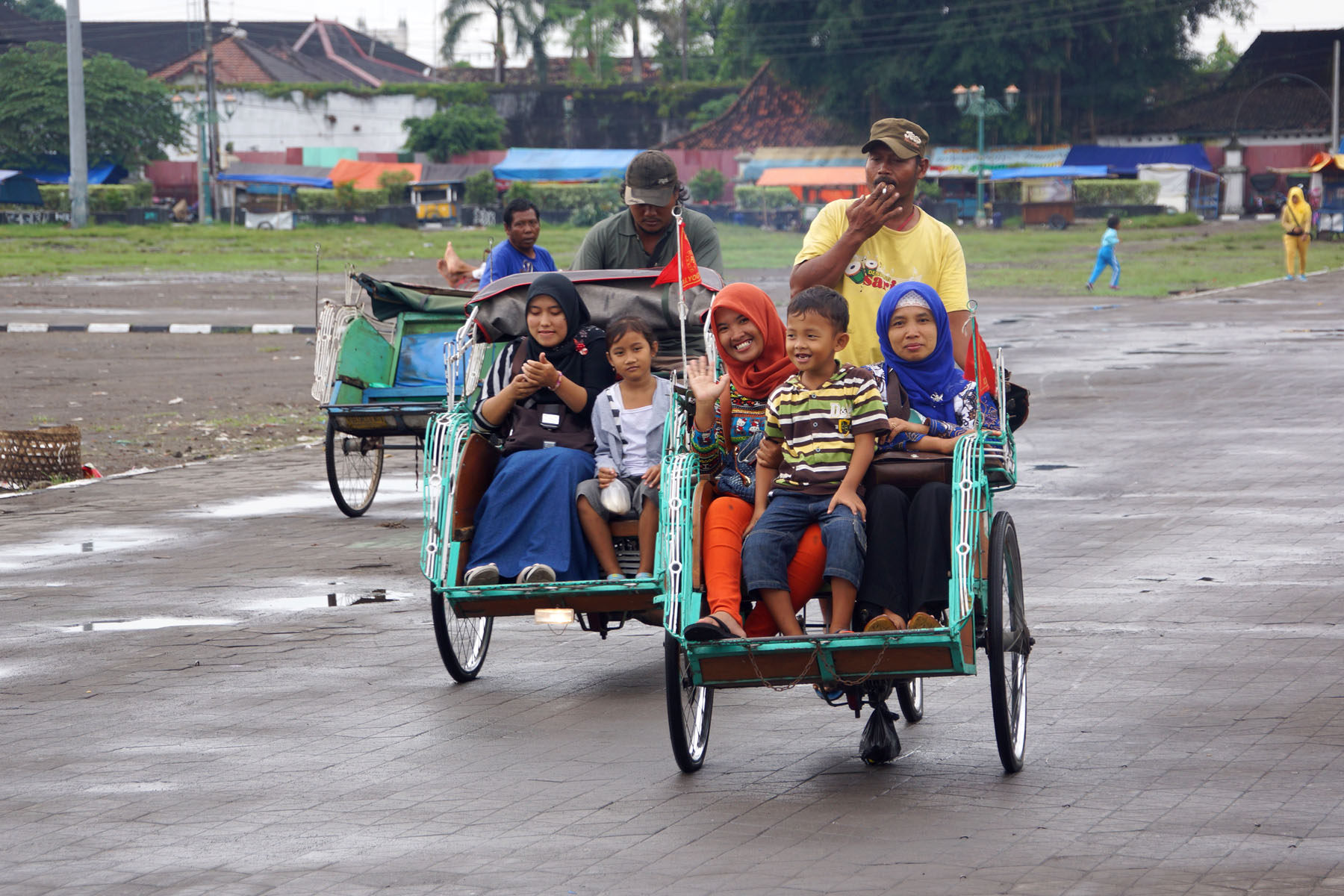 Becak. Along Malioboro Street