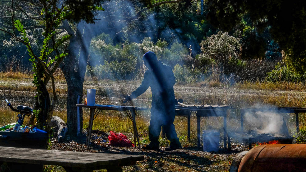 Oyster roast, Hog Hammock, Sapelo Island, Georgia, 2014