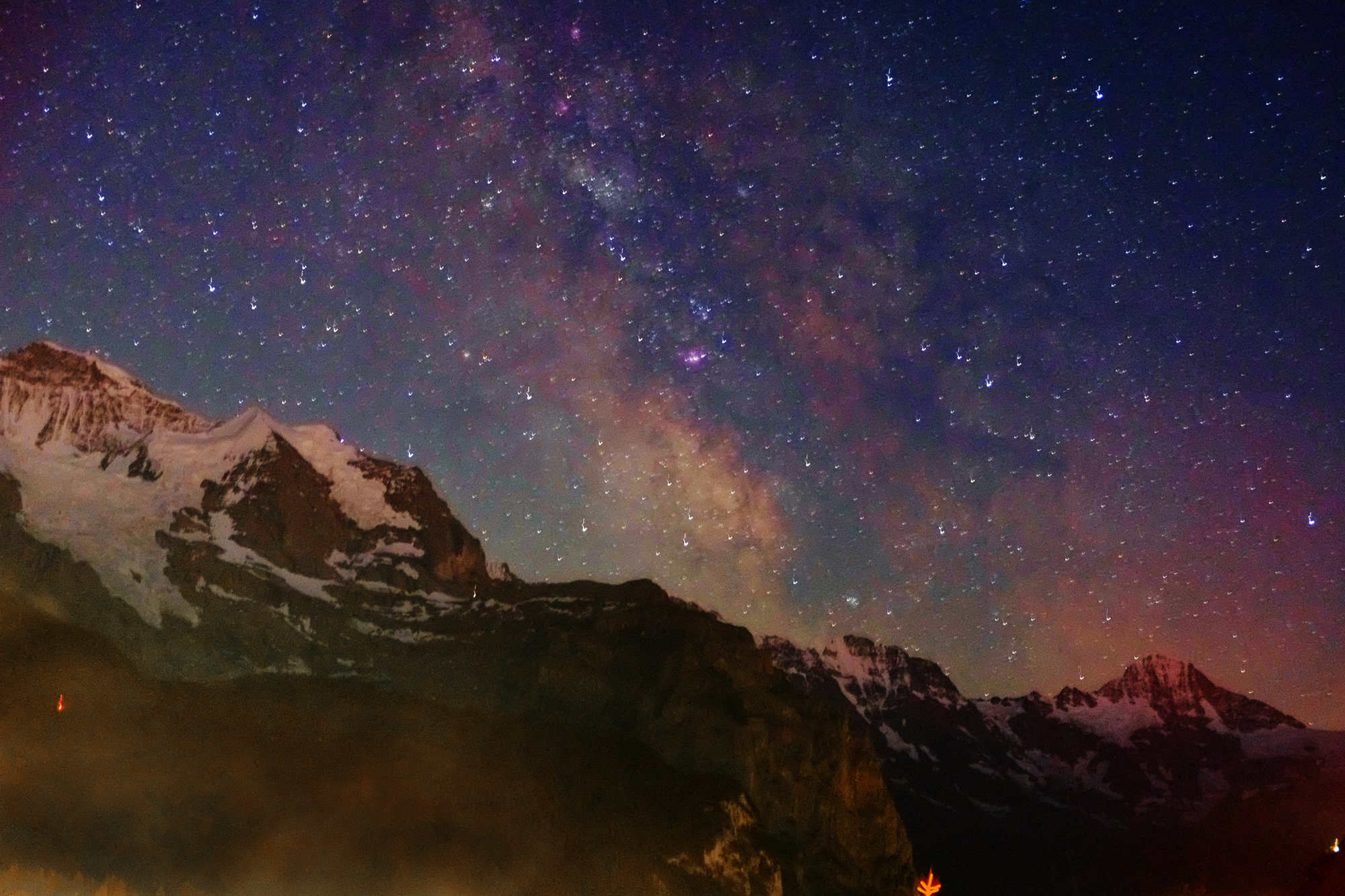 Switzerland The Eiger Monch and Jungfrau at night.jpg