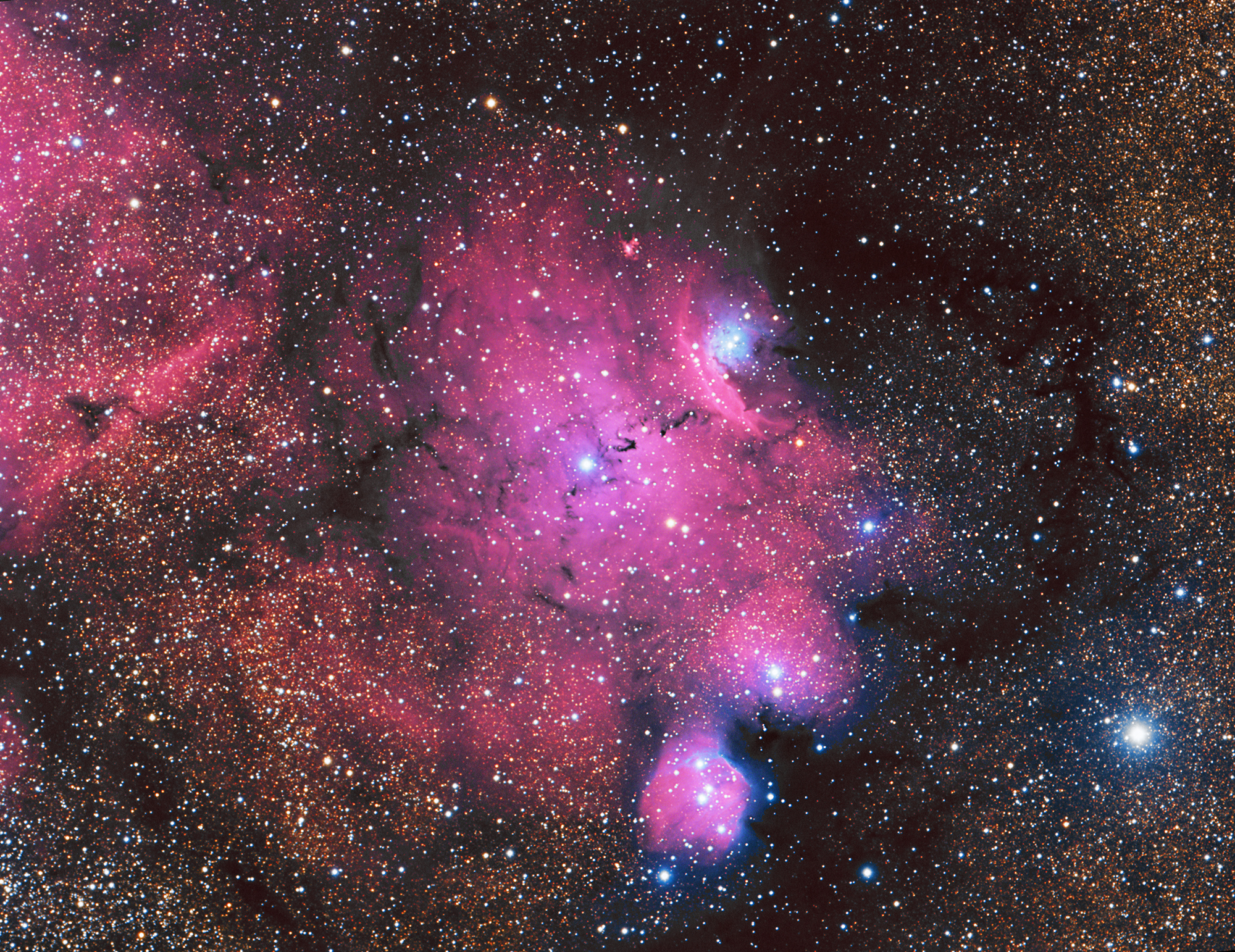 NGC6559 HaLRGB alternate version 17 hours exposure