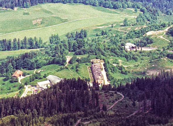 General Walker Hotel (USAFRC) is in center - ruins of the destroyed Platterhof hotel is to its right