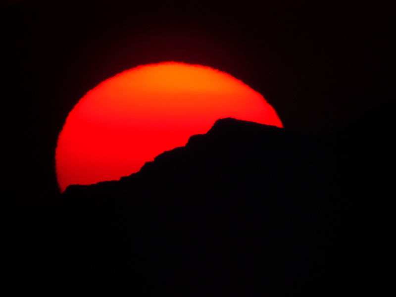 Coucher de soleil au dpart de Santorin