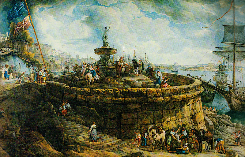 la fontaine de Neptune et le marché aux poissons La Valette , A-L-R Ducros