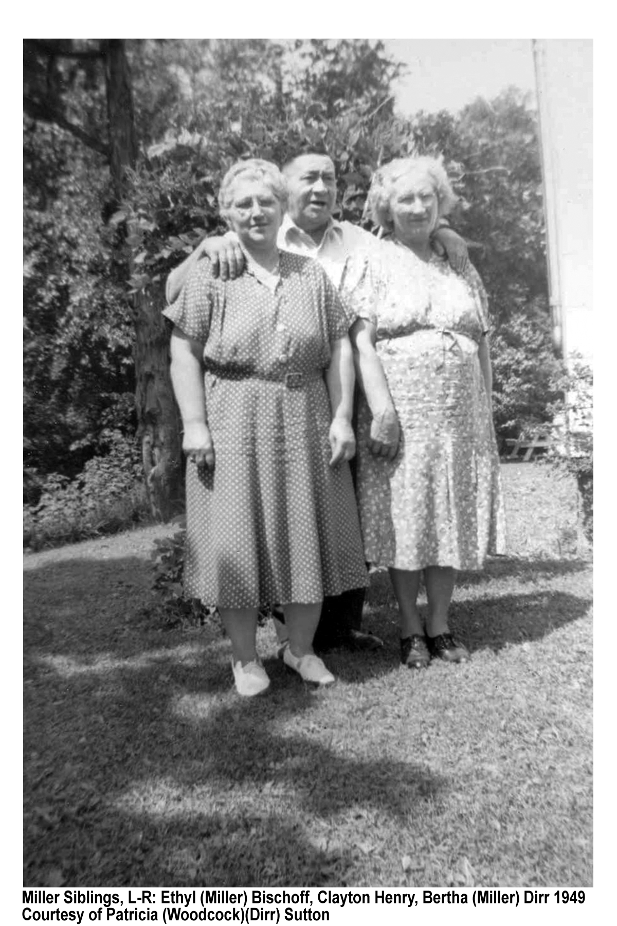 Siblings Ethyl Bischoff, Clayton Henry, Bertha Dirr 1949.jpg