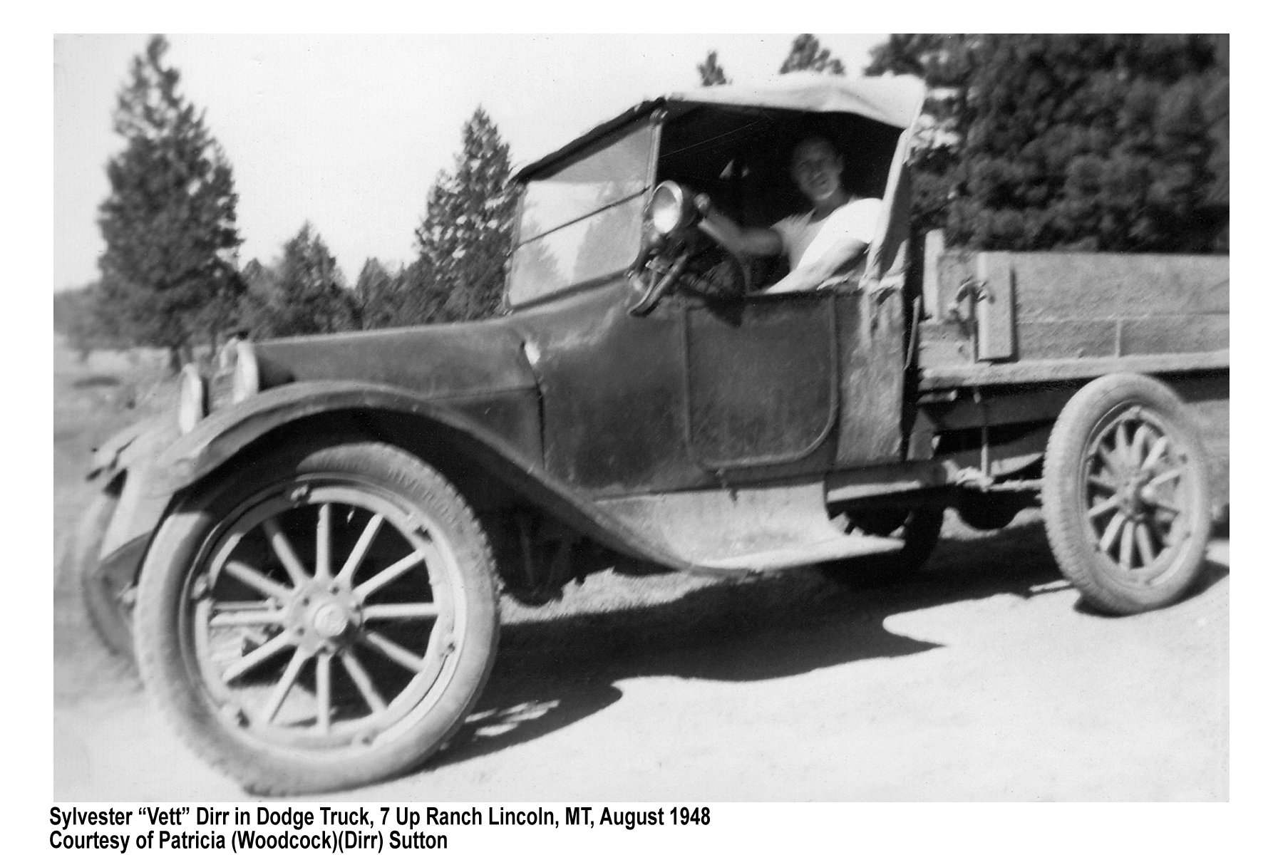 Sylvester Dirr in Dodge Truck, 7 Up Ranch MT 1948
