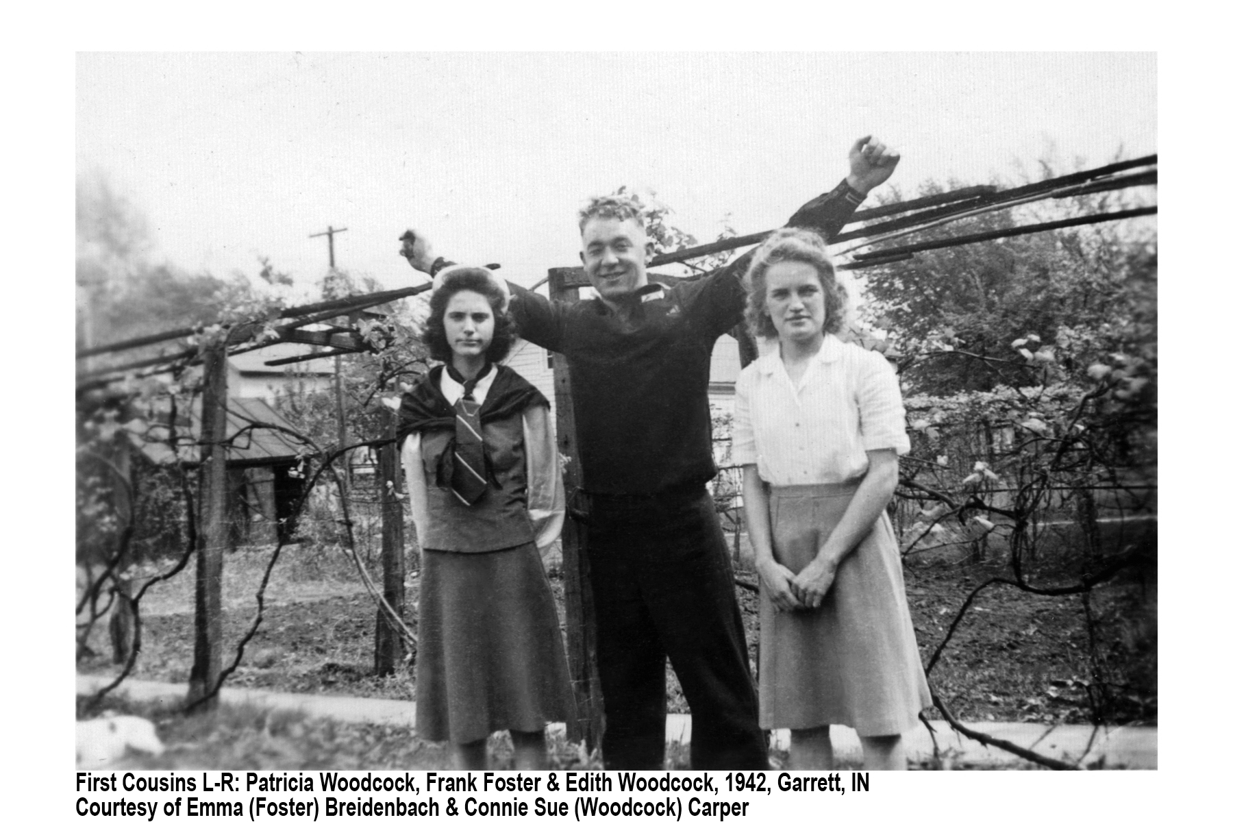 Pat Woodcock  Edith Woodock with Frank Foster 1942.jpg