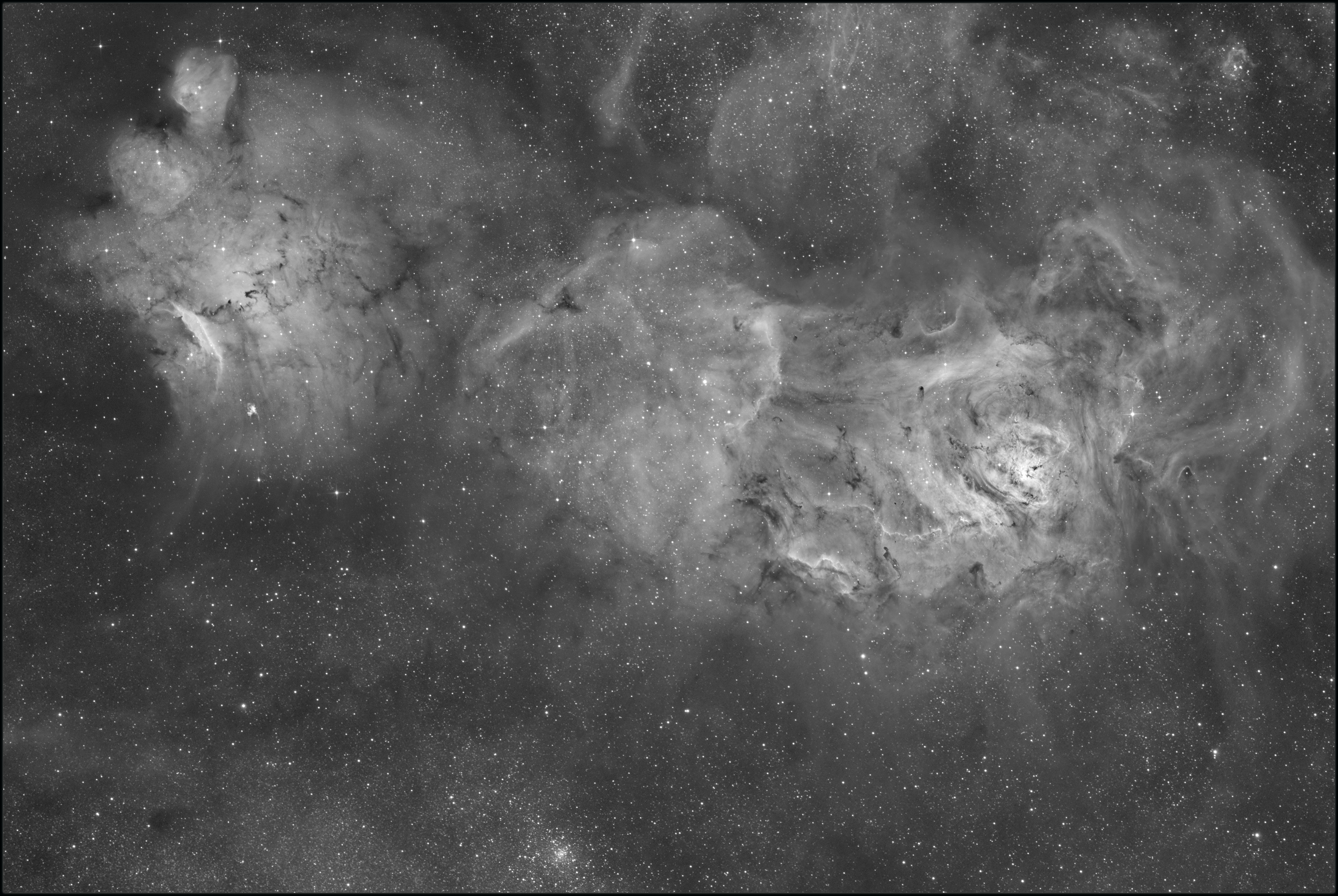 Messier 8 wide field Hydrogen Alpha image only