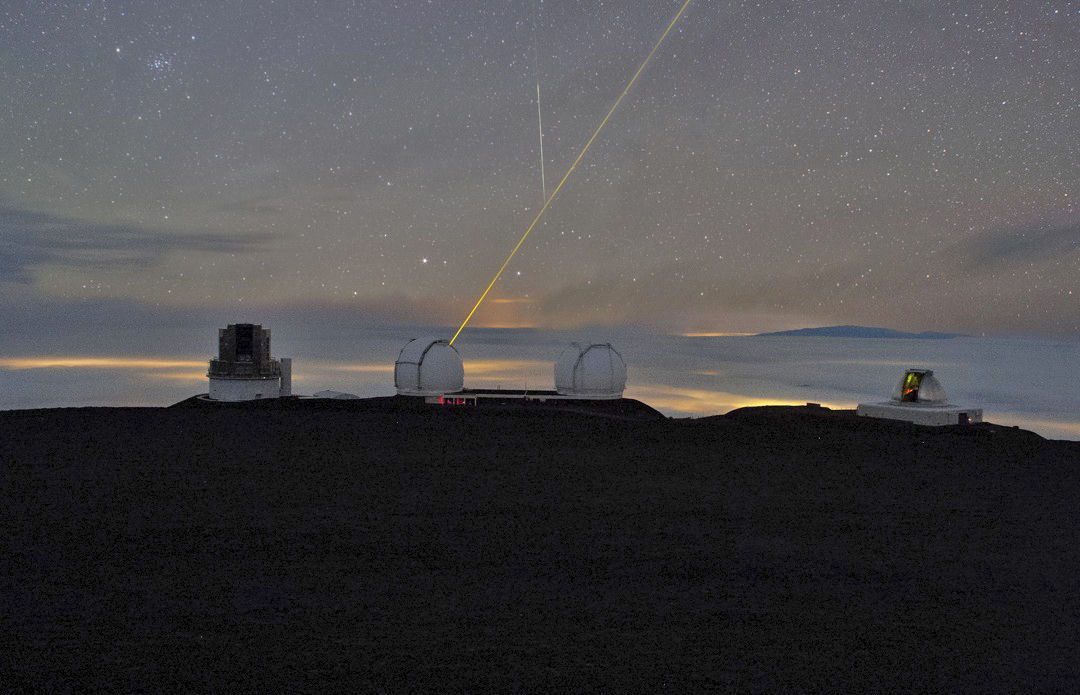 Keck laser and meteor trail at Mauna Kea, Hawaii for October