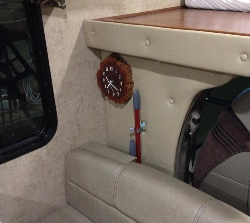 Broom & dustpan storage, clock placement