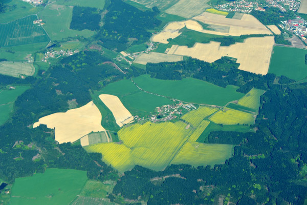 Central Bohemia - the yellow fields are rape seed (Rapsfelder)