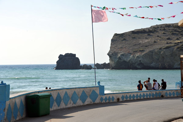 Arriving at the town beach of Bouzedjar