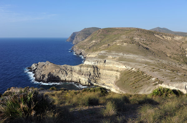 Looking at the rugged Algerian coast from the top of the headlands at Bouzedjar
