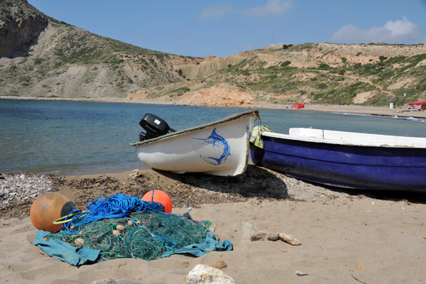 Fishing gear and boats at Madagh II