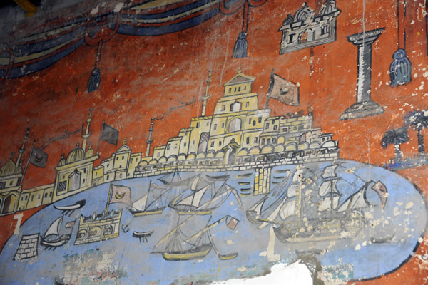 Mural in the Palace of Ahmed Bey showing an Ottoman city and fleet