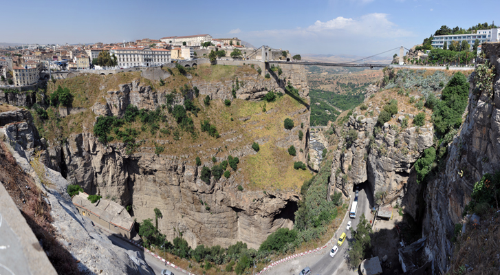 Panoramic view of Constantine from the north side with the Sidi M'Cid Bridge