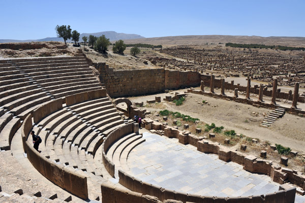 The ancient Roman theatre of Timgad was restored by French archeologists
