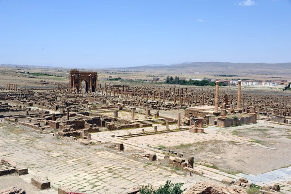 View of the Roman Forum of Timgad from the ancient theatre