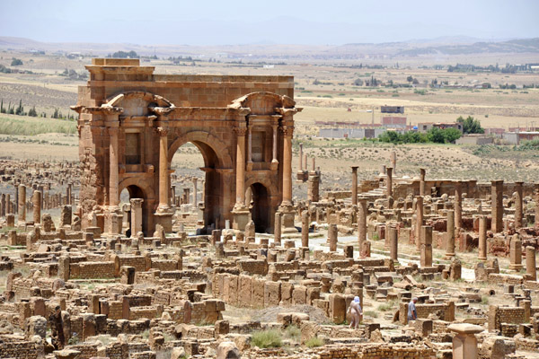 The Arch of Trajan dominates the ancient ruins of Timgad