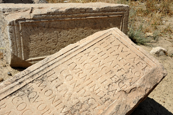 Fallen inscription stone inside the Byzantine Fort