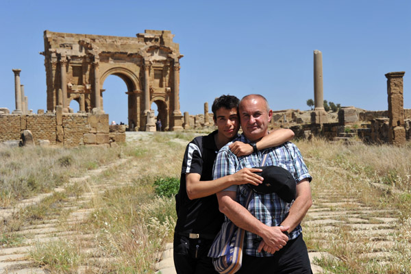 Louis and Zack with Trajan's Arch, Timgad