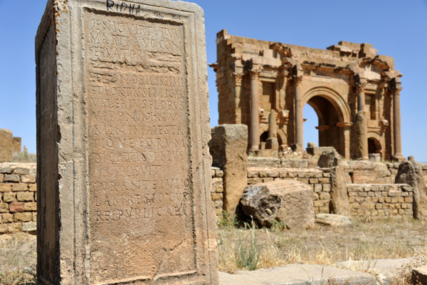 Inscription stone at the temple by Trajan's Arch