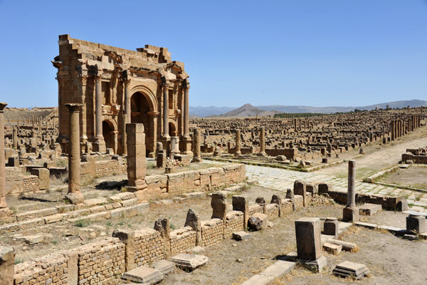 Trajan's Arch from the small western temple, Timgad
