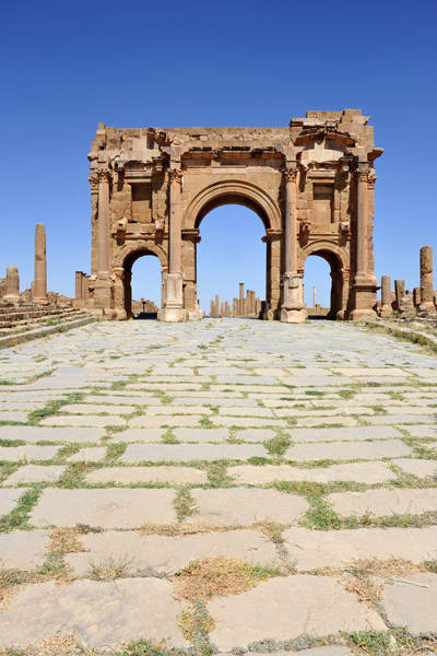 Roman road leading to Trajan's Arch