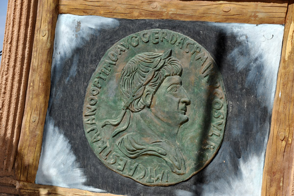 Depiction of a Roman coin of Trajan, modern Timgad