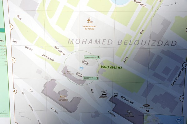 Map of the area around the Jardin dEssai metro station