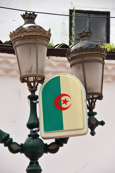 French-era lamps with Algerian flag