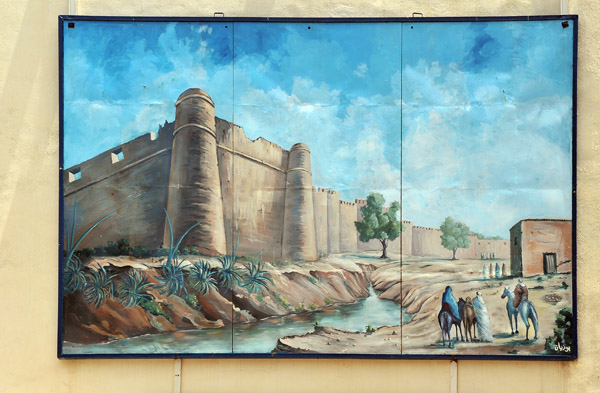 Public mural depicting the Citadel of Tlemcen known as the Mechouar