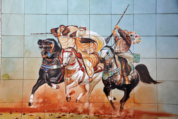 Tile artwork - mounted warriors charging, Lalla Setti