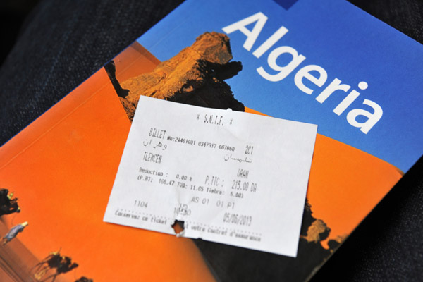 Travel by rail in Algeria is very cheap - 215 Algerian Dinars for the 2 1/2 hour trip to Oran
