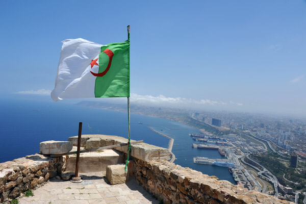 Algerian flag flying over Oran from Fort Santa Cruz