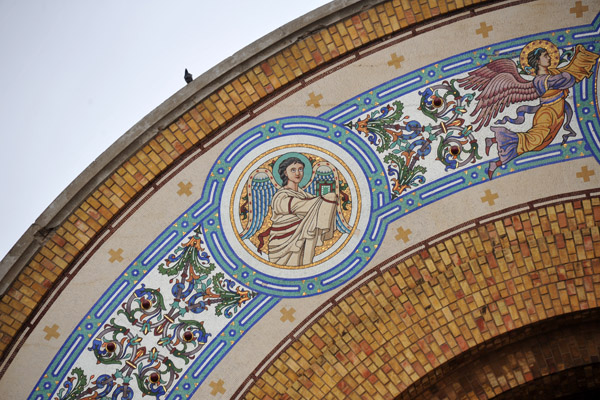 Mosaic detail, Cathédrale du Sacré-Coeur - the Angel of St. Matthew