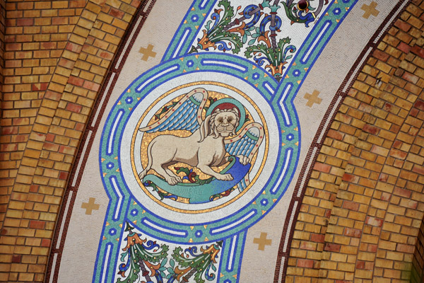 Mosaic detail, Cathédrale du Sacré-Coeur - the Lion of St. Mark