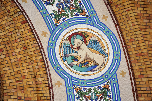 Mosaic detail, Cathédrale du Sacré-Coeur - the Bull of St. Luke