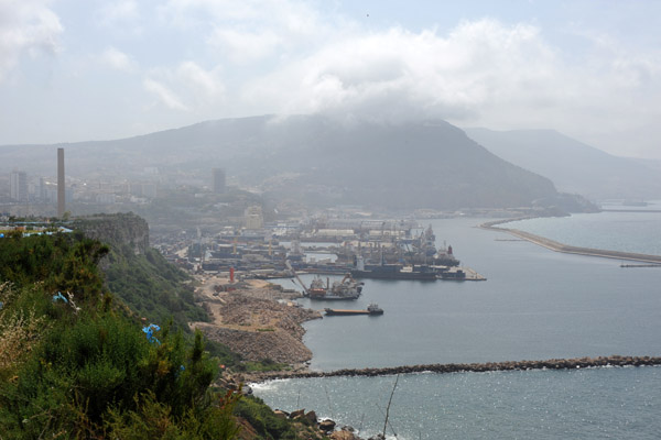 Port of Oran with the summit Jebel Murdjadjo partially obscured by cloud