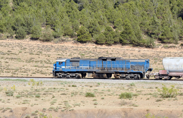 Algerian locomotive (SNTF) pulling a freight train out of Batna